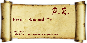 Prusz Radomér névjegykártya